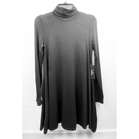 Lulus NWT  Black Long Sleeves Lined Black Flare Dress Rayon Size M - Picture 11 of 12